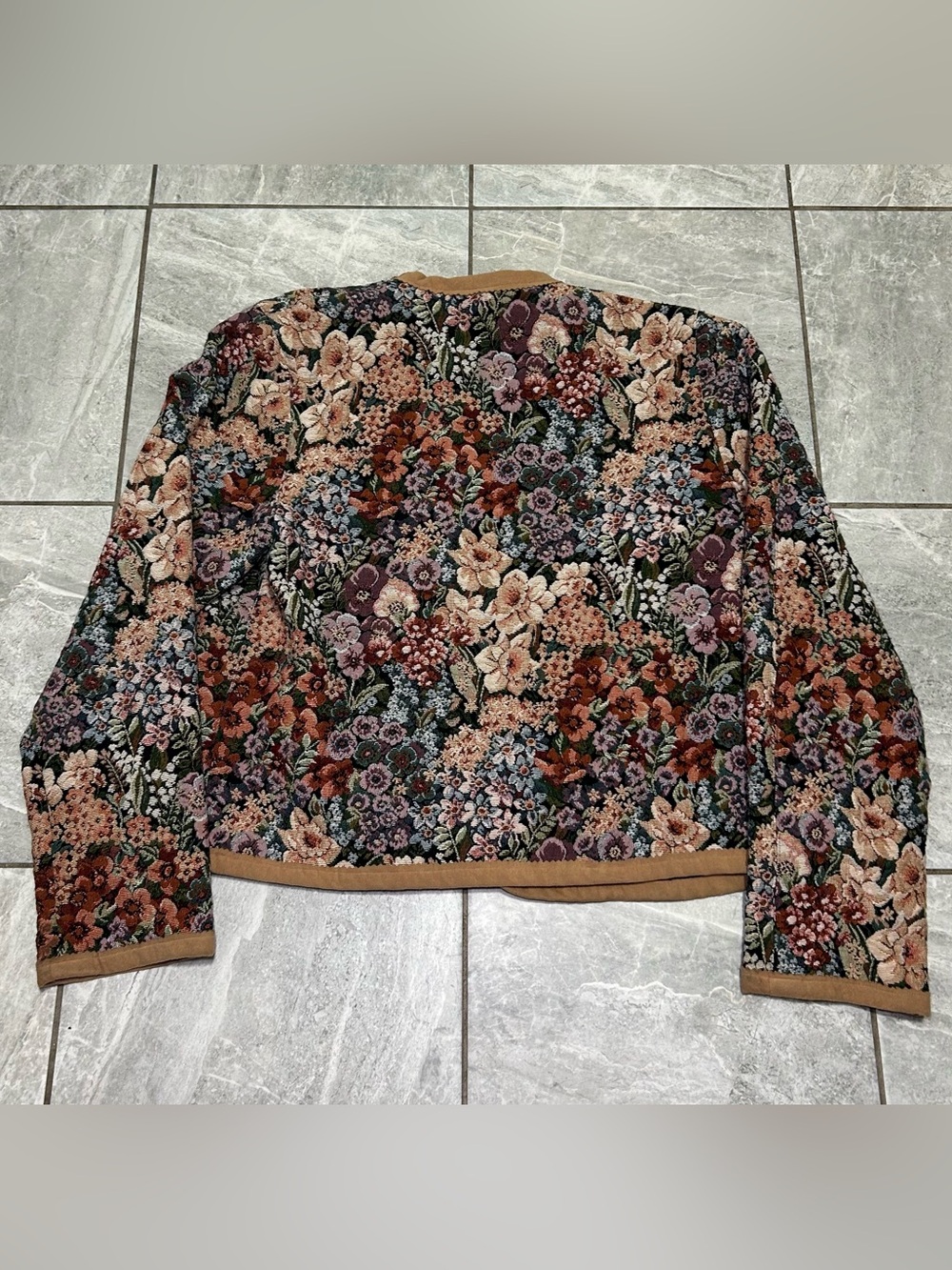 Vintage 1996 Handmade Floral Tapestry Jacket Women’s Medium Boho Gobelin - Picture 2 of 5